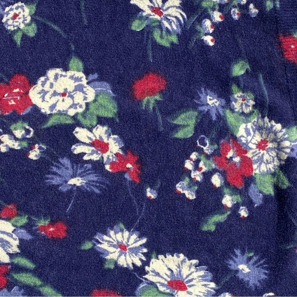 Vintage 90s Rare Ralph Lauren Blue Floral Lambswool Sweater Women Size Large - Picture 3 of 7